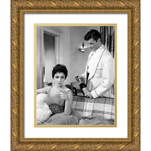 Elizabeth Taylor Gold Ornate Wood Framed Art Print with Double Matting by Hollywood Photo Archive