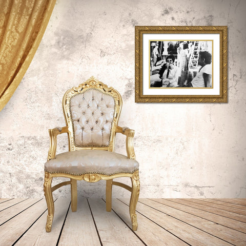 Elizabeth Taylor behind the scenes Cleopatra Gold Ornate Wood Framed Art Print with Double Matting by Hollywood Photo Archive
