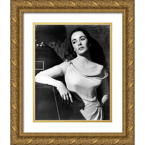 Elizabeth Taylor Gold Ornate Wood Framed Art Print with Double Matting by Hollywood Photo Archive