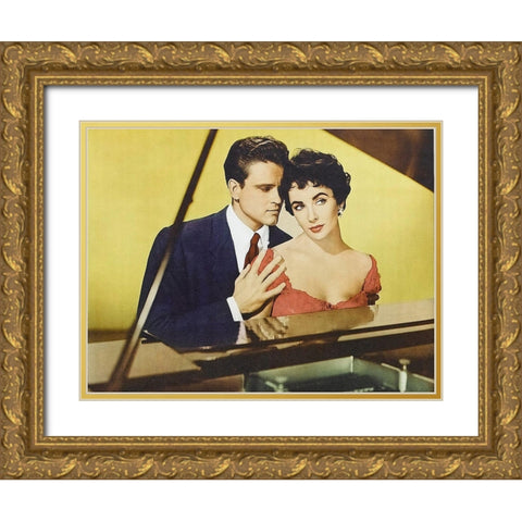Elizabeth Taylor Gold Ornate Wood Framed Art Print with Double Matting by Hollywood Photo Archive