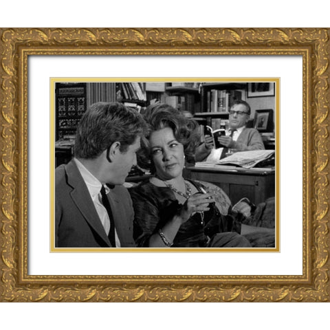 Elizabeth Taylor and Richard Burton Gold Ornate Wood Framed Art Print with Double Matting by Hollywood Photo Archive