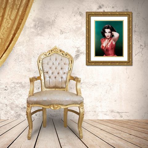 Elizabeth Taylor Gold Ornate Wood Framed Art Print with Double Matting by Hollywood Photo Archive