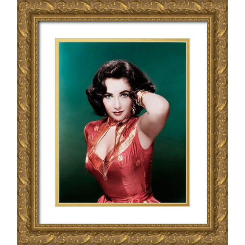 Elizabeth Taylor Gold Ornate Wood Framed Art Print with Double Matting by Hollywood Photo Archive