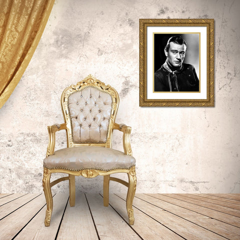 John Wayne Gold Ornate Wood Framed Art Print with Double Matting by Hollywood Photo Archive
