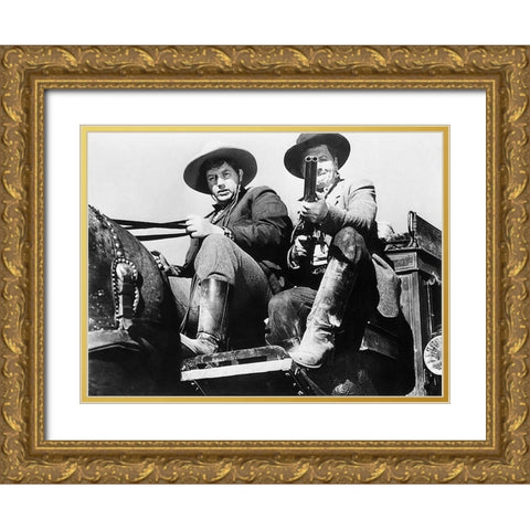 Stagecoach - John Wayne Gold Ornate Wood Framed Art Print with Double Matting by Hollywood Photo Archive