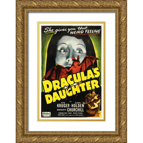 Draculas Daughter Gold Ornate Wood Framed Art Print with Double Matting by Hollywood Photo Archive