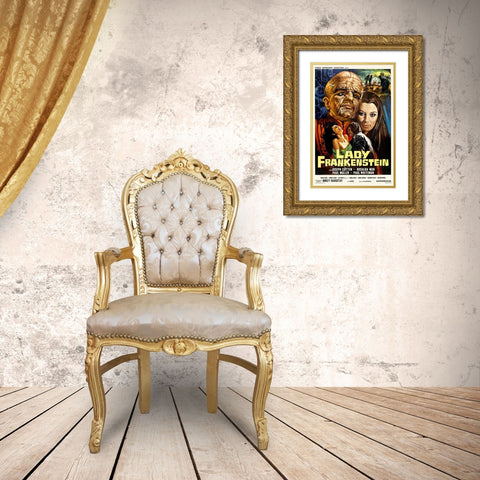 Lady Frankenstein Gold Ornate Wood Framed Art Print with Double Matting by Hollywood Photo Archive