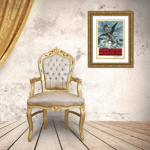 Legend of Dinosaurs and Monster Birds Gold Ornate Wood Framed Art Print with Double Matting by Hollywood Photo Archive