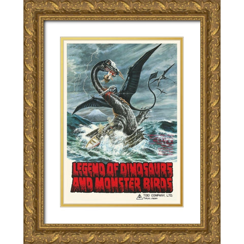 Legend of Dinosaurs and Monster Birds Gold Ornate Wood Framed Art Print with Double Matting by Hollywood Photo Archive