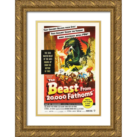The Beast from 20,000 Fathoms Gold Ornate Wood Framed Art Print with Double Matting by Hollywood Photo Archive