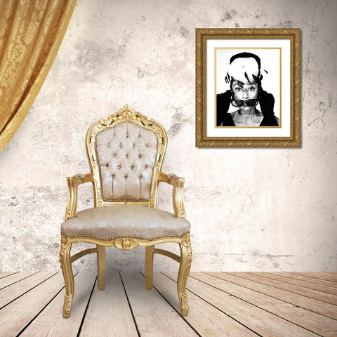 Audrey Hepburn Gold Ornate Wood Framed Art Print with Double Matting by Hollywood Photo Archive