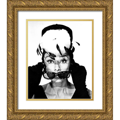 Audrey Hepburn Gold Ornate Wood Framed Art Print with Double Matting by Hollywood Photo Archive