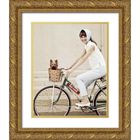 Audrey Hepburn Gold Ornate Wood Framed Art Print with Double Matting by Hollywood Photo Archive