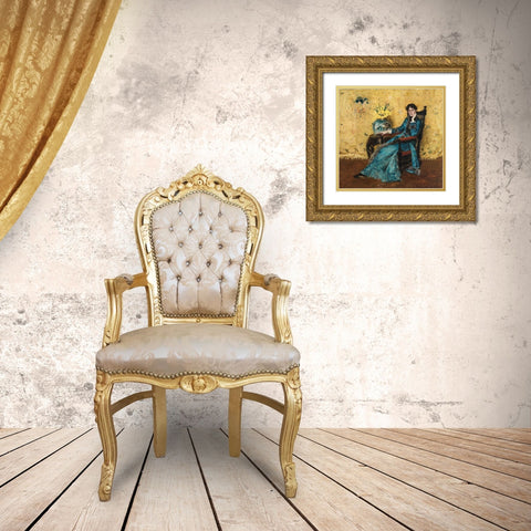 Portrait of Dora Wheeler Gold Ornate Wood Framed Art Print with Double Matting by Chase, William Merritt