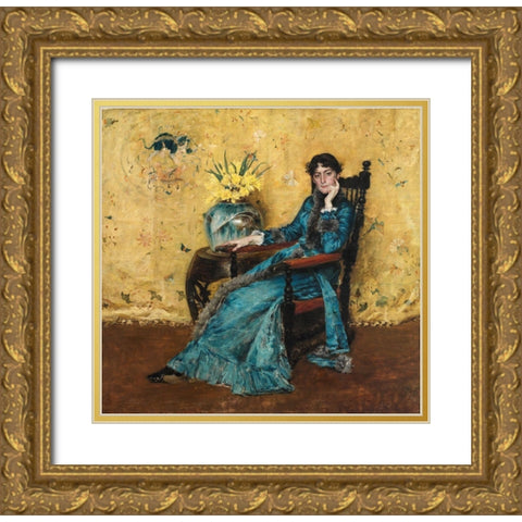 Portrait of Dora Wheeler Gold Ornate Wood Framed Art Print with Double Matting by Chase, William Merritt