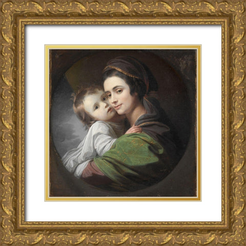 Elizabeth Shewell West and Her Son Raphael Gold Ornate Wood Framed Art Print with Double Matting by West, Benjamin