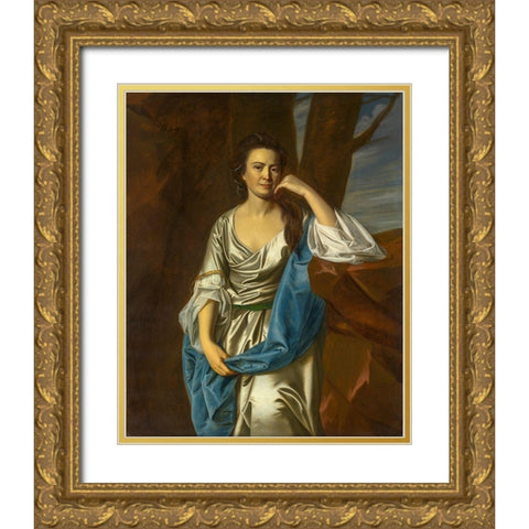 Catherine Greene Gold Ornate Wood Framed Art Print with Double Matting by Copley, John Singleton