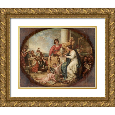 British Manufactory A Sketch Gold Ornate Wood Framed Art Print with Double Matting by West, Benjamin