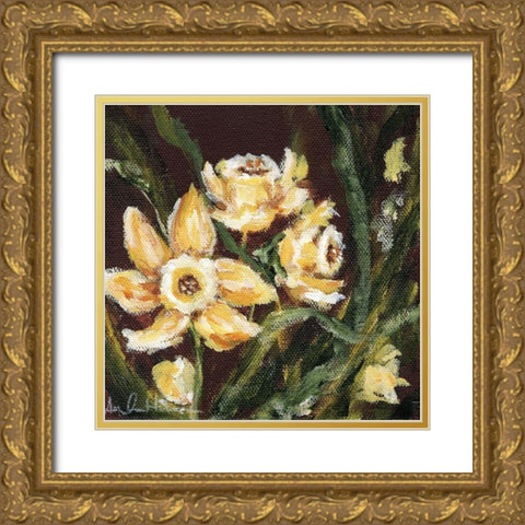 Sweet Little Daffodils Gold Ornate Wood Framed Art Print with Double Matting by Hilburn, Amanda