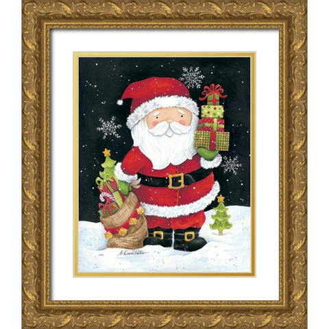 Santa Claus with Presents Gold Ornate Wood Framed Art Print with Double Matting by Kater, Diane
