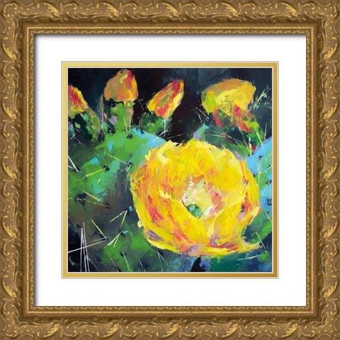 Prickly Pear Bloom Gold Ornate Wood Framed Art Print with Double Matting by Thouthip, Anne