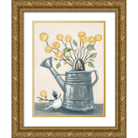 Sharing Flowers with a Friend Gold Ornate Wood Framed Art Print with Double Matting by Baker, Sara