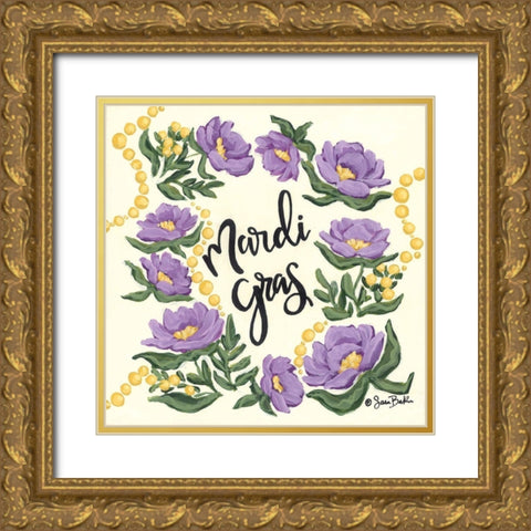 Floral Mardi Gras Gold Ornate Wood Framed Art Print with Double Matting by Baker, Sara
