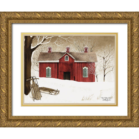 New Fallen Snow Gold Ornate Wood Framed Art Print with Double Matting by Jacobs, Billy