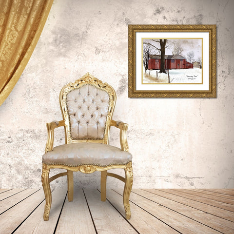 Americana Barn Gold Ornate Wood Framed Art Print with Double Matting by Jacobs, Billy