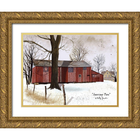 Americana Barn Gold Ornate Wood Framed Art Print with Double Matting by Jacobs, Billy