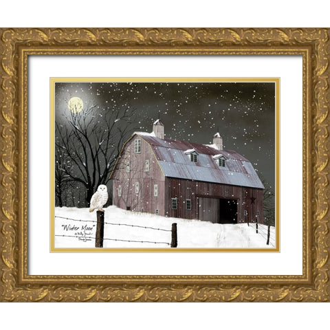 Winter Moon Gold Ornate Wood Framed Art Print with Double Matting by Jacobs, Billy
