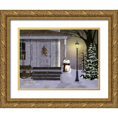 All is Calm, All is Bright Gold Ornate Wood Framed Art Print with Double Matting by Jacobs, Billy