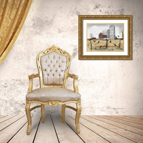 Fall Gathering Gold Ornate Wood Framed Art Print with Double Matting by Jacobs, Billy