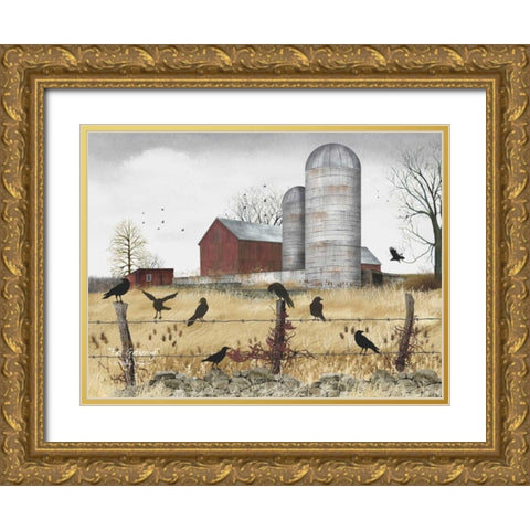 Fall Gathering Gold Ornate Wood Framed Art Print with Double Matting by Jacobs, Billy