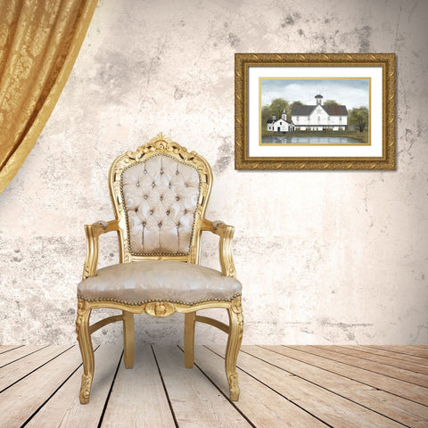 Star Barn Gold Ornate Wood Framed Art Print with Double Matting by Jacobs, Billy
