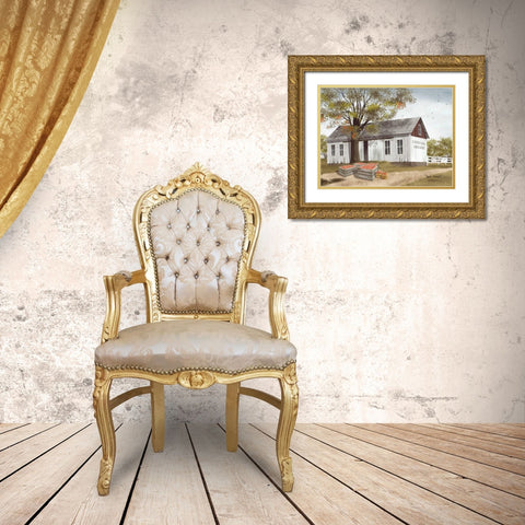 Apple Harvest Gold Ornate Wood Framed Art Print with Double Matting by Jacobs, Billy