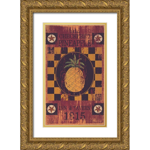 Checkered Pineapple Inn Gold Ornate Wood Framed Art Print with Double Matting by Jacobs, Billy
