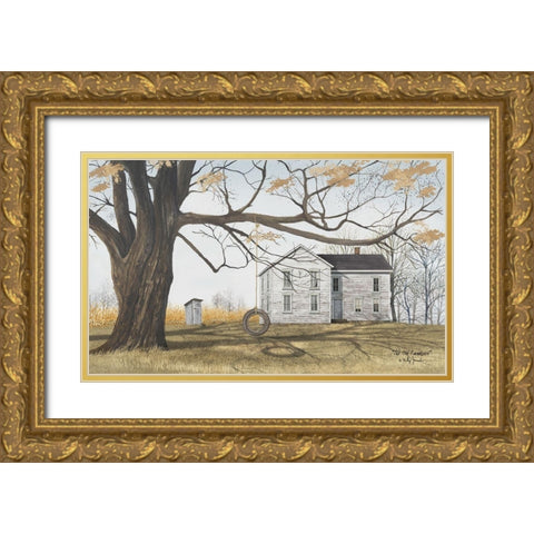Old Farmhouse Gold Ornate Wood Framed Art Print with Double Matting by Jacobs, Billy
