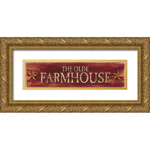 Old Farmhouse Gold Ornate Wood Framed Art Print with Double Matting by Jacobs, Billy