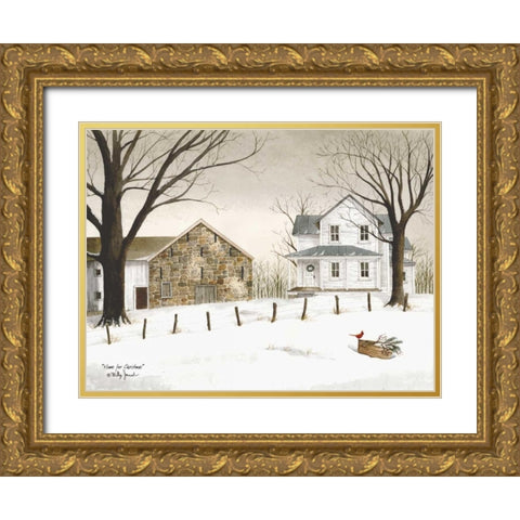 Home for Christmas Gold Ornate Wood Framed Art Print with Double Matting by Jacobs, Billy