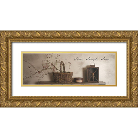 Live Laugh Love Gold Ornate Wood Framed Art Print with Double Matting by Jacobs, Billy