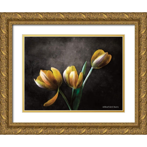 Contemporary Floral Tulips Gold Ornate Wood Framed Art Print with Double Matting by Bluebird Barn