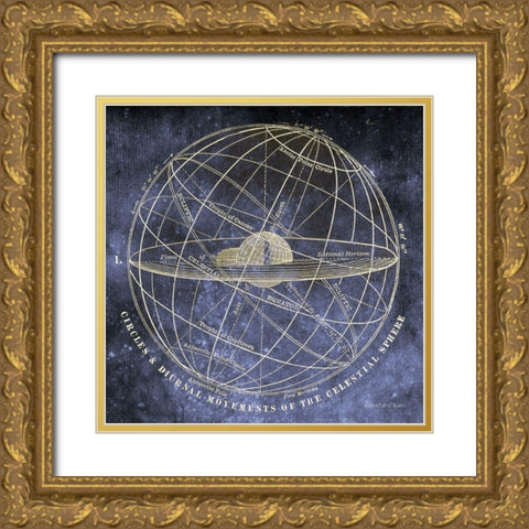 Vintage Celestial Planets Gold Ornate Wood Framed Art Print with Double Matting by Bluebird Barn