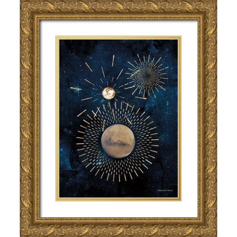Gold Celestial Rays III Gold Ornate Wood Framed Art Print with Double Matting by Bluebird Barn