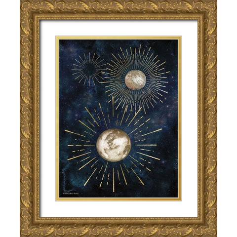 Gold Celestial Rays IV Gold Ornate Wood Framed Art Print with Double Matting by Bluebird Barn