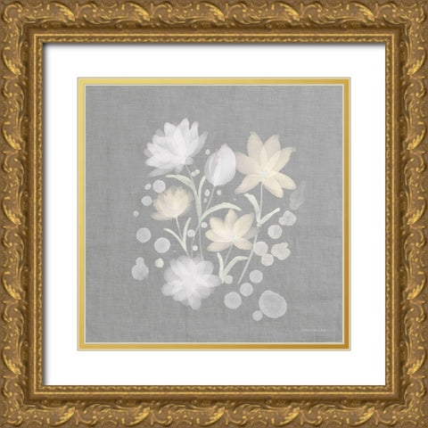 Flower Bunch on Linen II Gold Ornate Wood Framed Art Print with Double Matting by Bluebird Barn