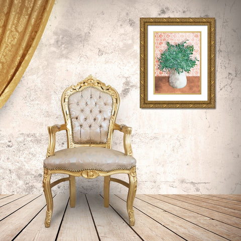 Terra Greenery Gold Ornate Wood Framed Art Print with Double Matting by Bluebird Barn