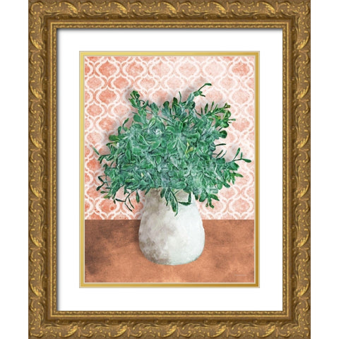 Terra Greenery Gold Ornate Wood Framed Art Print with Double Matting by Bluebird Barn