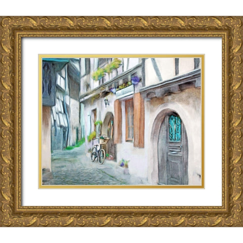 Alleyway Gold Ornate Wood Framed Art Print with Double Matting by Bluebird Barn