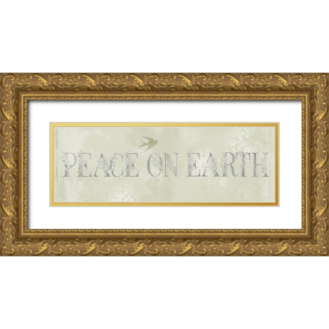 Peace on Earth Gold Ornate Wood Framed Art Print with Double Matting by Bluebird Barn